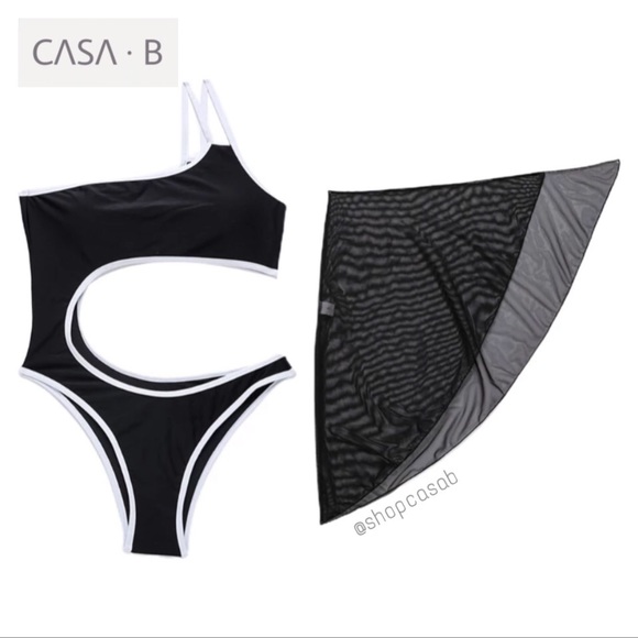 NEW💫CASA B SWIM | Positano One Shoulder Monokini & Sarong Pareo Set - Picture 8 of 8